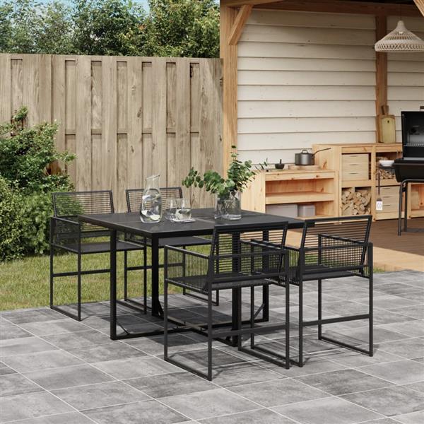 Grote foto vidaxl 5 delige tuinset poly rattan zwart tuin en terras tuinmeubelen