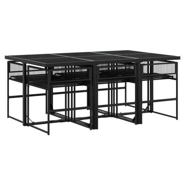 Grote foto vidaxl 7 delige tuinset met kussens poly rattan zwart tuin en terras tuinmeubelen