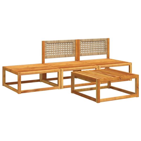 Grote foto vidaxl 4 delige loungeset met kussens massief acaciahout tuin en terras tuinmeubelen