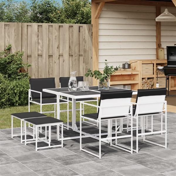 Grote foto vidaxl 9 delige tuinset met kussens textileen wit tuin en terras tuinmeubelen