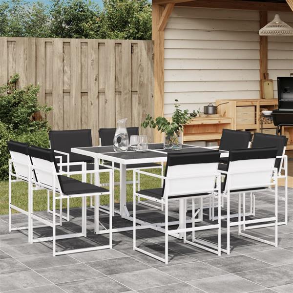 Grote foto vidaxl 9 delige tuinset met kussens textileen wit tuin en terras tuinmeubelen