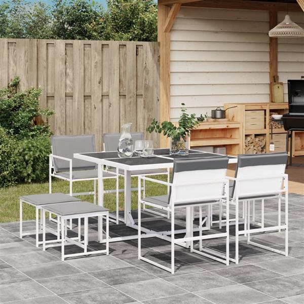 Grote foto vidaxl 9 delige tuinset met kussens textileen wit tuin en terras tuinmeubelen