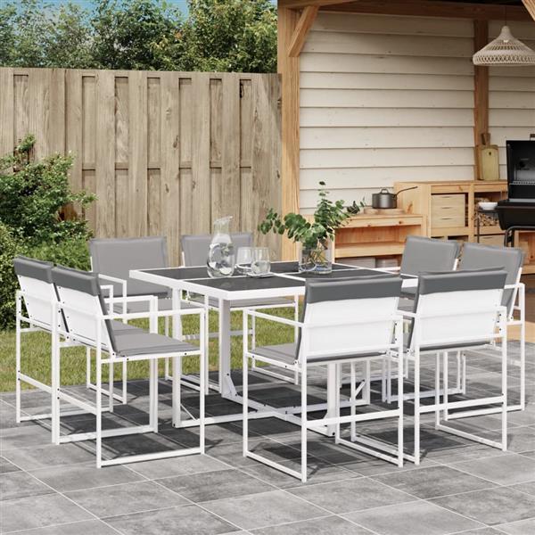 Grote foto vidaxl 9 delige tuinset met kussens textileen wit tuin en terras tuinmeubelen