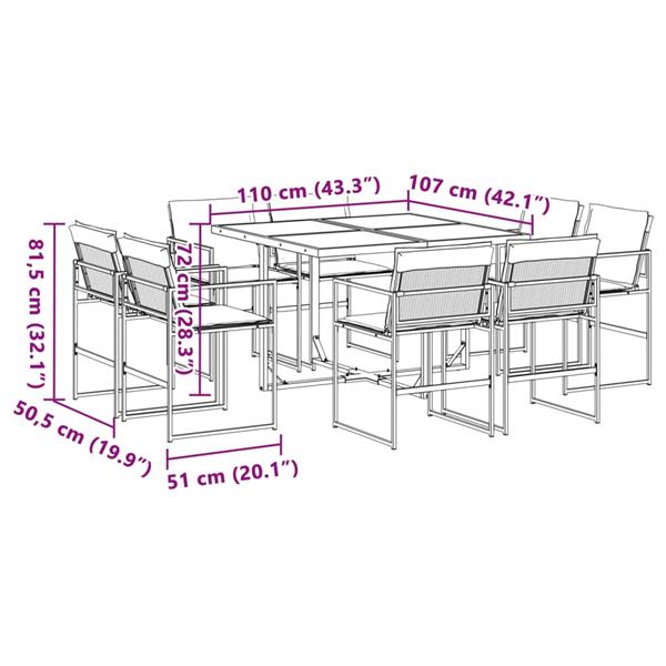 Grote foto vidaxl 9 delige tuinset met kussens textileen wit tuin en terras tuinmeubelen