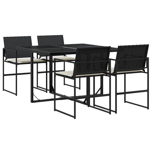 Grote foto vidaxl 5 delige tuinset met kussens poly rattan zwart tuin en terras tuinmeubelen