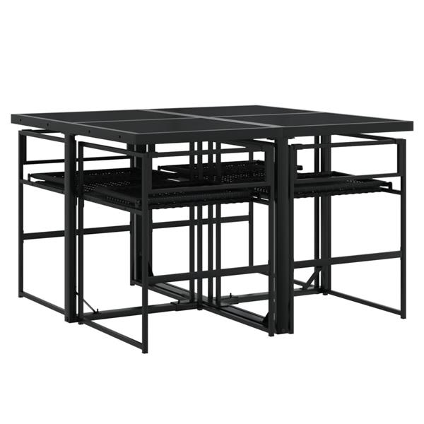 Grote foto vidaxl 5 delige tuinset met kussens poly rattan zwart tuin en terras tuinmeubelen