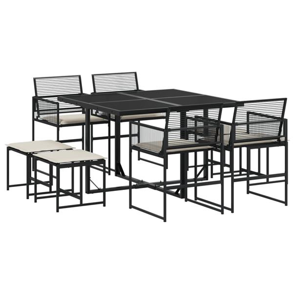 Grote foto vidaxl 9 delige tuinset poly rattan zwart tuin en terras tuinmeubelen