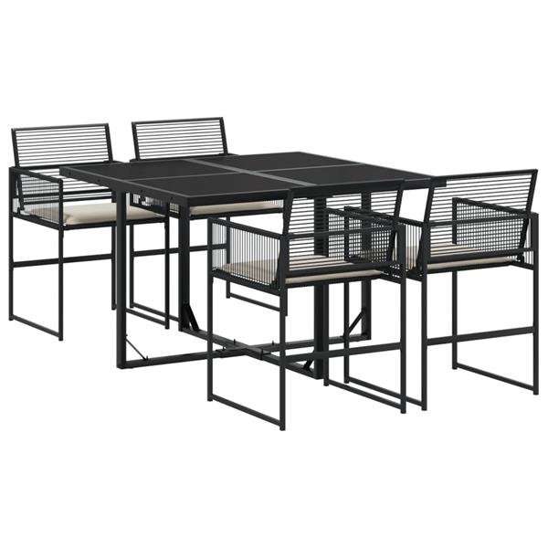 Grote foto vidaxl 5 delige tuinset met kussens poly rattan zwart tuin en terras tuinmeubelen