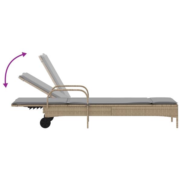 Grote foto vidaxl ligstoelen 2 st met kussens poly rattan beige tuin en terras tuinmeubelen