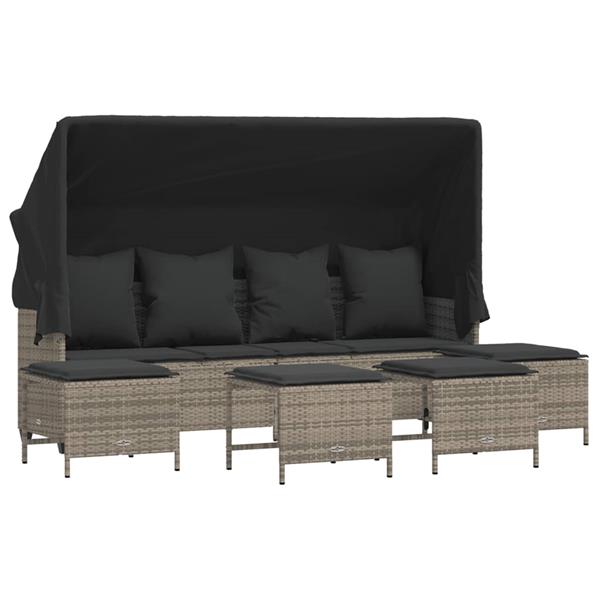 Grote foto vidaxl 5 delige loungeset met kussens poly rattan grijs tuin en terras tuinmeubelen