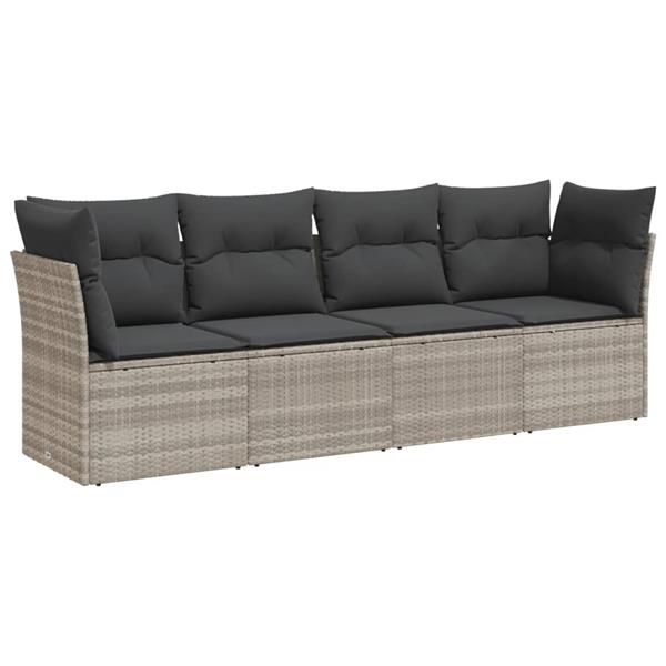 Grote foto vidaxl 4 delige loungeset met kussens poly rattan lichtgrijs tuin en terras tuinmeubelen
