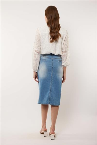 Grote foto bellemijn denim rok 24vng01 lichtblauw kleding dames jurken en rokken