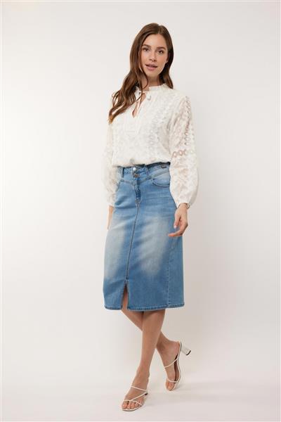 Grote foto bellemijn denim rok 24vng01 lichtblauw kleding dames jurken en rokken