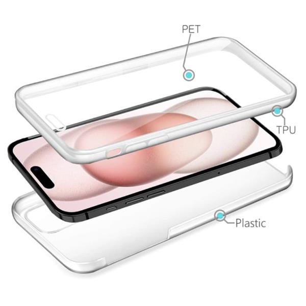 Grote foto iphone 16 plus full body hoesje 360 transparant voorkant achterkant silicone cover telecommunicatie mobieltjes