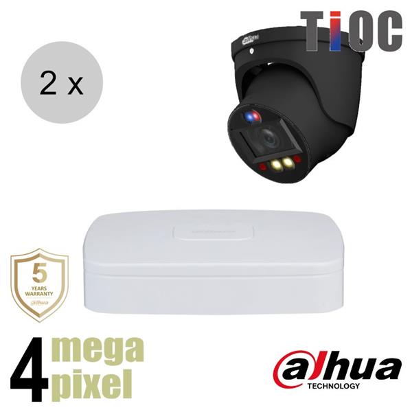 Grote foto dahua 4mp ip cameraset tioc 2 turret dome camera actieve afschrikking motorzoom 40m ip audio tv en foto videobewakingsapparatuur