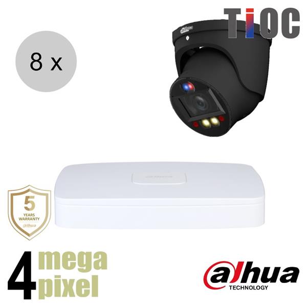 Grote foto dahua 4mp ip cameraset tioc 8 turret dome camera actieve afschrikking motorzoom 40m ip audio tv en foto videobewakingsapparatuur
