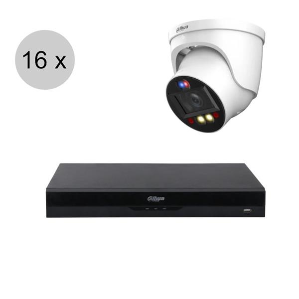Grote foto dahua 4mp ip cameraset tioc 16 turret dome camera actieve afschrikking motorzoom 40m i audio tv en foto videobewakingsapparatuur