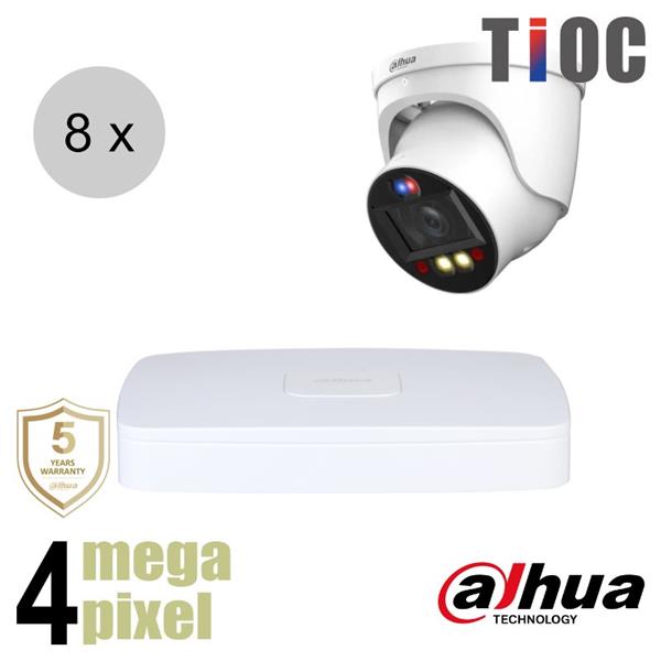 Grote foto dahua 4mp ip cameraset tioc 8 turret dome camera actieve afschrikking motorzoom 40m ip audio tv en foto videobewakingsapparatuur