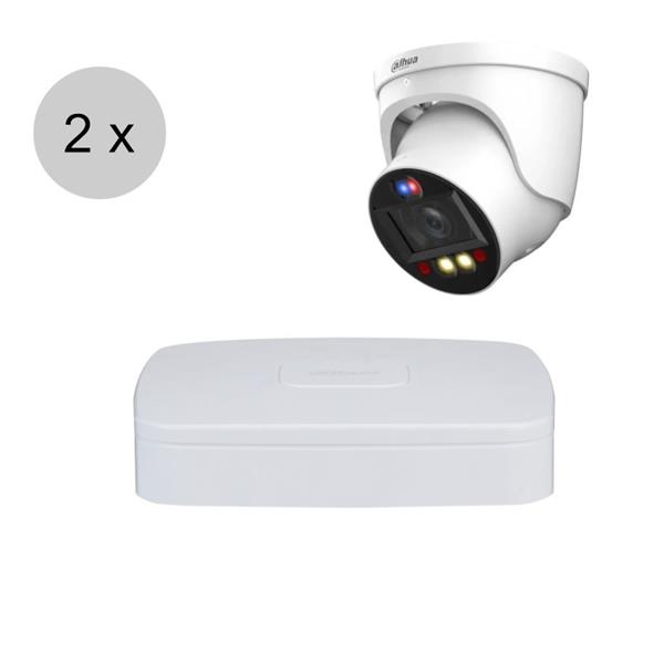 Grote foto dahua 4mp ip cameraset tioc 2 turret dome camera actieve afschrikking motorzoom 40m ip audio tv en foto videobewakingsapparatuur