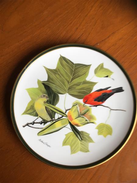 Grote foto porselein borden vogels antiek en kunst keramiek en aardewerk