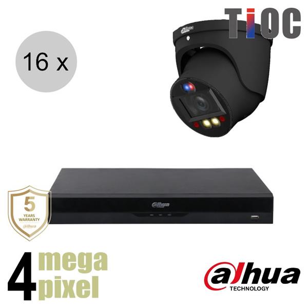 Grote foto dahua 4mp ip cameraset tioc 16 turret dome camera actieve afschrikking motorzoom 40m i audio tv en foto videobewakingsapparatuur