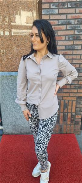 Grote foto travel blouse pofmouw uni taup 2037 kleding dames blouses