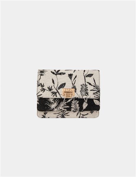 Grote foto flap bag with vegetal print black ladies sieraden tassen en uiterlijk rugtassen