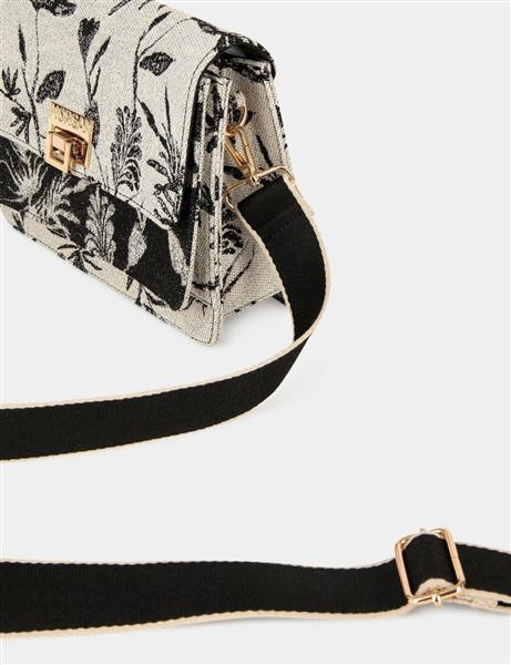 Grote foto flap bag with vegetal print black ladies sieraden tassen en uiterlijk rugtassen
