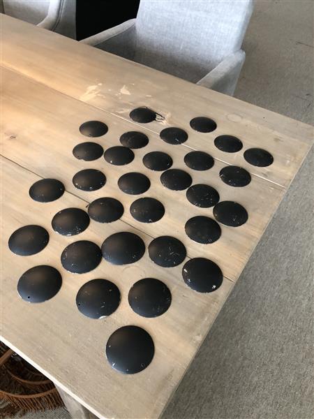 Grote foto plafonniere plafondlamp schijfjes zwart tweede kansje huis en inrichting bankstellen