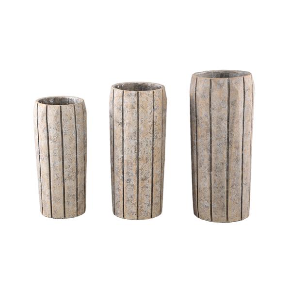 Grote foto imani taupe cement pot hoog met strepen l huis en inrichting woningdecoratie