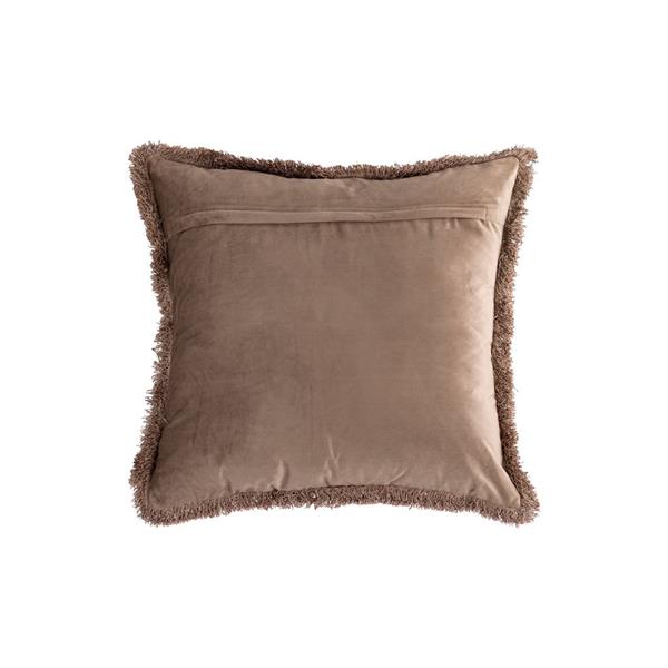Grote foto wij taupe fluwelen kussen met franjes vierkant l 60h x 60l huis en inrichting woningdecoratie