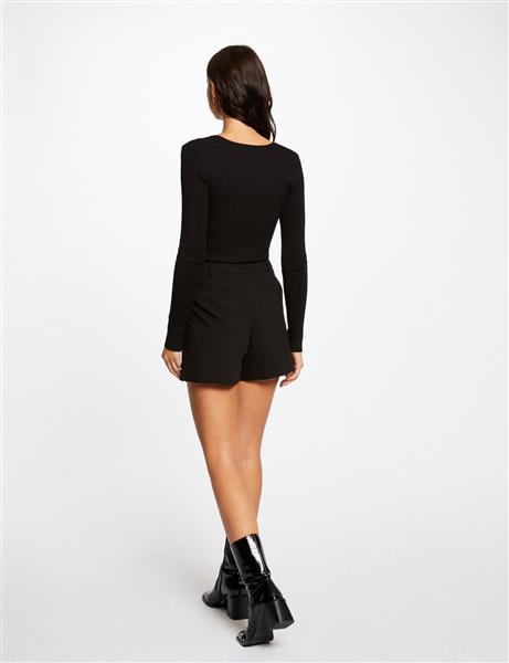 Grote foto long sleeved jumper with buttons 241 migno noir kleding dames truien en vesten