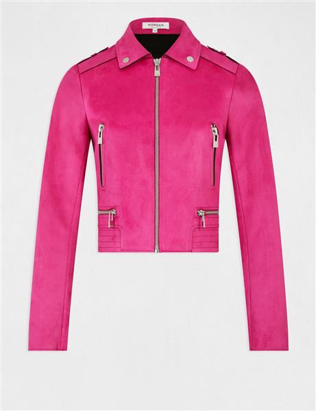 Grote foto straight jacket with suede effect 222 gsud raspberry kleding dames jassen zomer