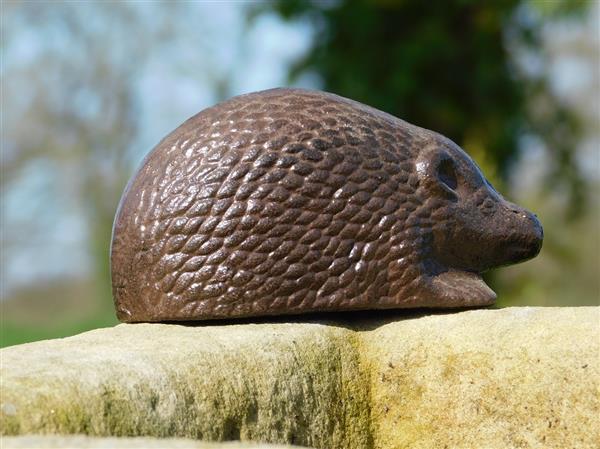 Grote foto beeldje egel bruin gietijzer tuin en terras tuindecoratie
