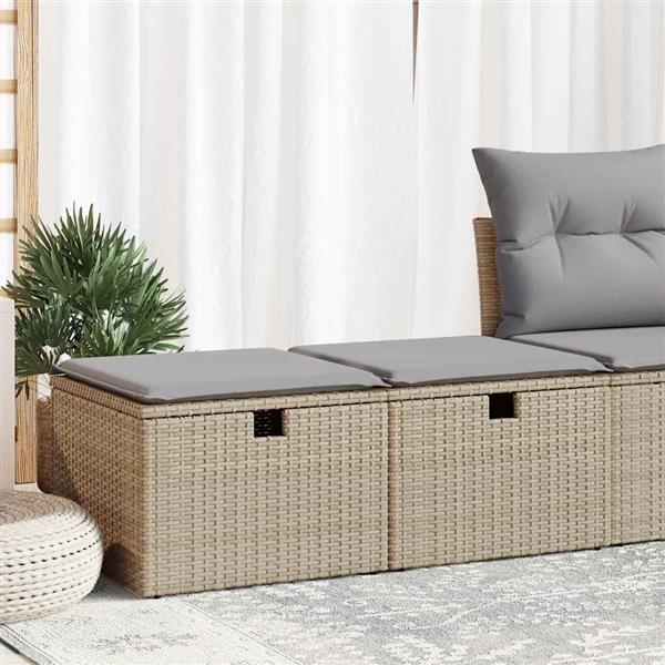Grote foto vidaxl 2 delige loungeset met kussens poly rattan acacia beige tuin en terras tuinmeubelen