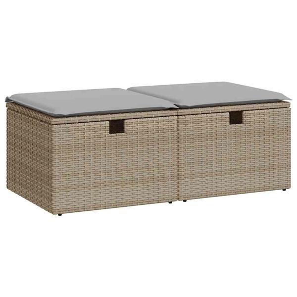 Grote foto vidaxl 2 delige loungeset met kussens poly rattan acacia beige tuin en terras tuinmeubelen