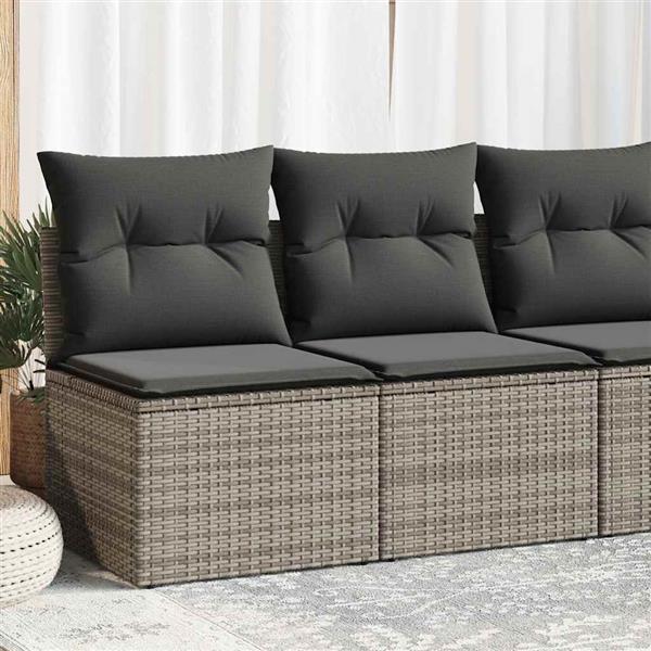 Grote foto vidaxl 2 delige loungeset met kussens poly rattan acacia grijs tuin en terras tuinmeubelen