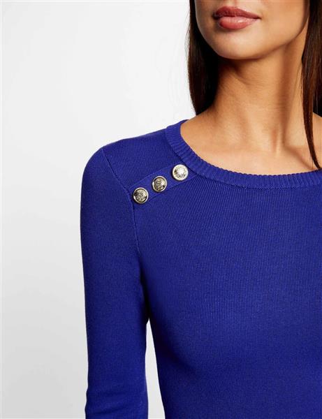 Grote foto getailleerde jumperjurk 232 rmiba saphir kleding dames jurken en rokken