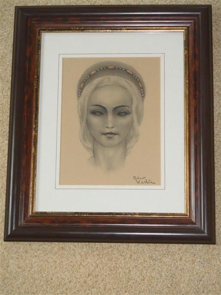 Grote foto potloodtekening vrouwengezicht antiek en kunst klassiek