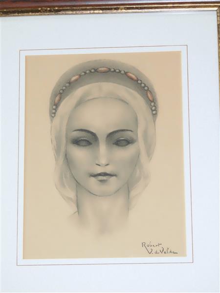 Grote foto potloodtekening vrouwengezicht antiek en kunst klassiek