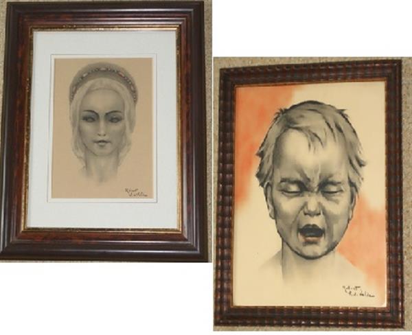 Grote foto potloodtekening vrouwengezicht antiek en kunst klassiek