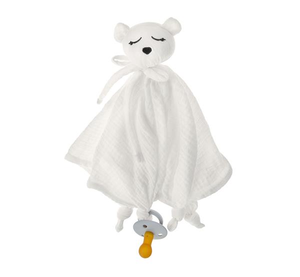 Grote foto speenknuffel beertje white wit kinderen en baby poppen