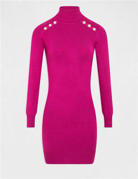 Grote foto getailleerde trui jurk met col 232 rmclap raspberry kleding dames jurken en rokken