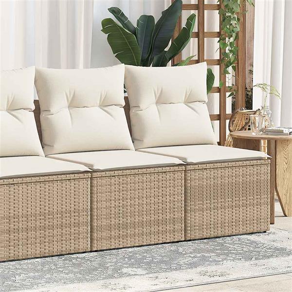 Grote foto vidaxl 2 delige loungeset met kussens poly rattan acacia beige tuin en terras tuinmeubelen