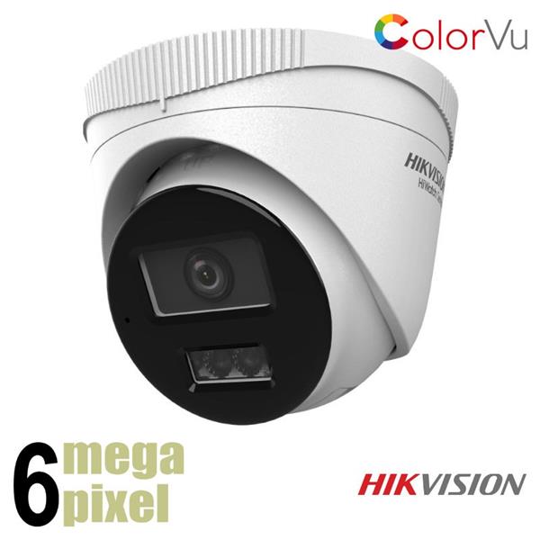 Grote foto hikvision 6mp colorvu dome camera witte leds microfoon t260ha lu audio tv en foto videobewakingsapparatuur