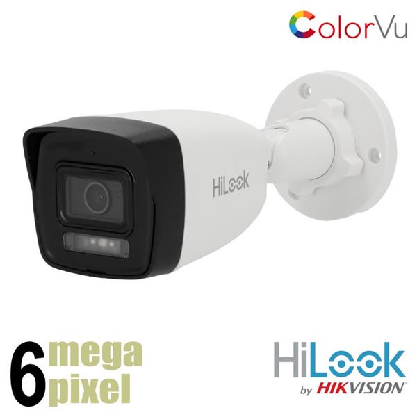 Grote foto hikvision hilook 6mp colorvu bullet camera witte leds microfoon b160ha lu audio tv en foto videobewakingsapparatuur