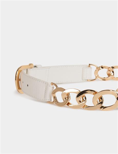Grote foto belt with chain details white ladies kleding dames riemen
