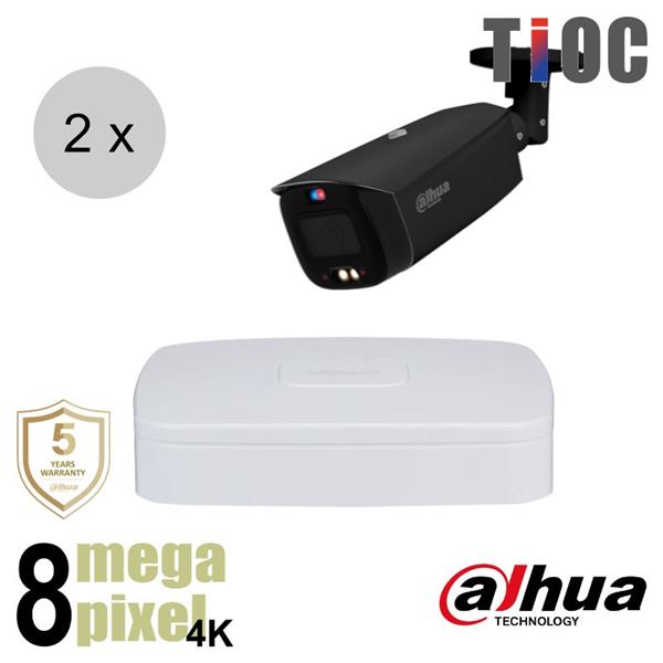 Grote foto dahua 4k ip cameraset tioc 2 bullet camera actieve afschrikking motorzoom 40m ips28dbm audio tv en foto videobewakingsapparatuur