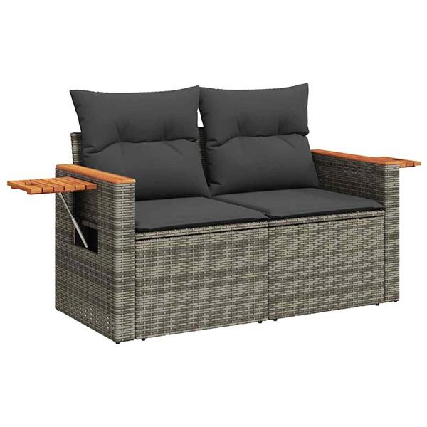 Grote foto vidaxl 5 delige loungeset met kussens poly rattan acacia grijs tuin en terras tuinmeubelen