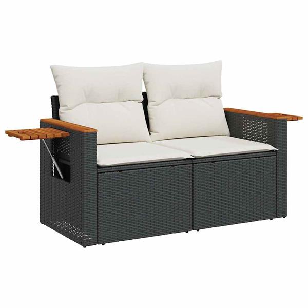 Grote foto vidaxl 6 delige loungeset met kussens poly rattan acacia zwart tuin en terras tuinmeubelen